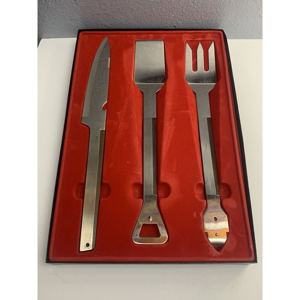 Vintage VERNCO BBQ GRILL Set Chefs Fork Spatula & Knife Stainless Steel 3 Pc